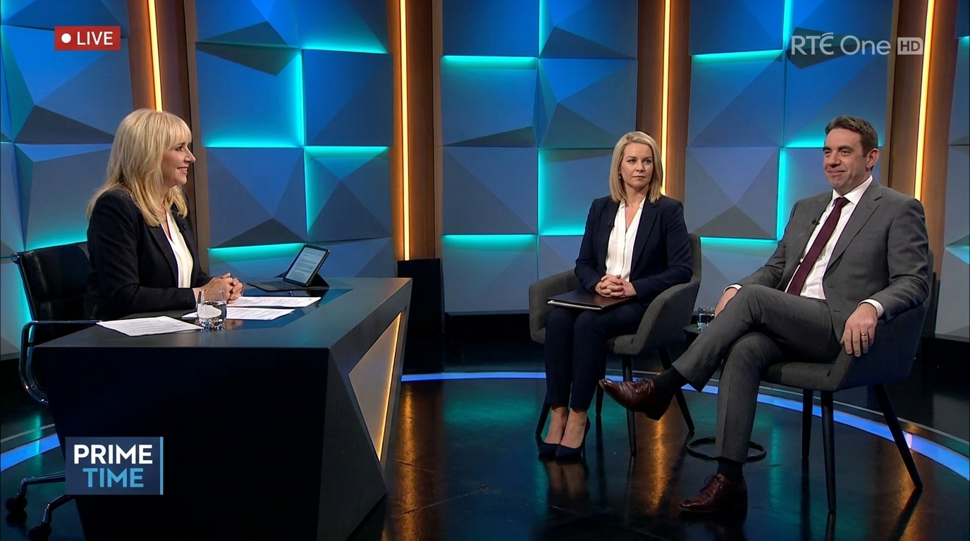 Miriam O'Callaghan, Claire Byrne and Myles O'Grady on Prime Time RTÉ One